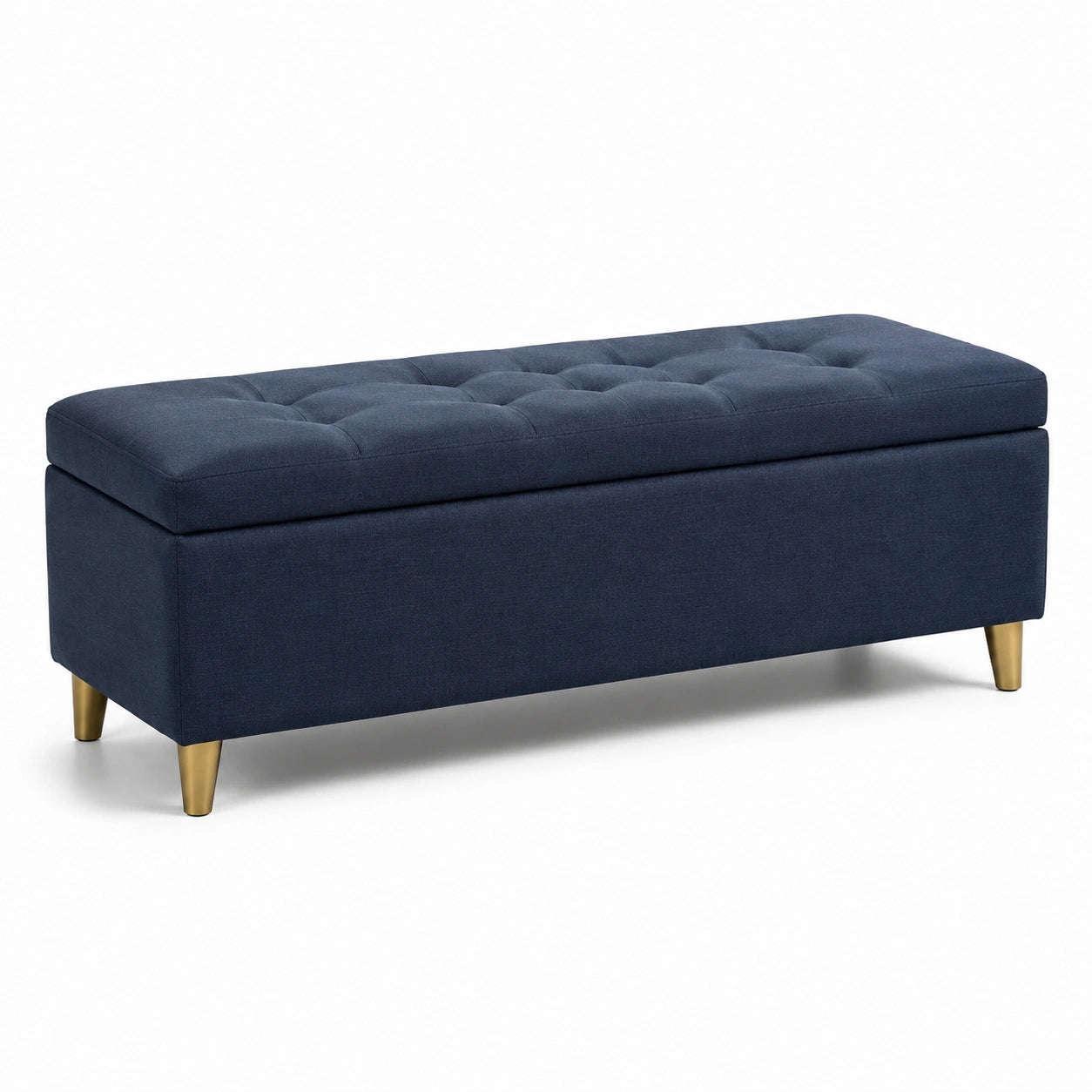 Cassapanca Contenitore in Tessuto Blu con Gambe in Metallo