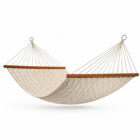 Amaca in Cotone Ecrù con Barre in Legno