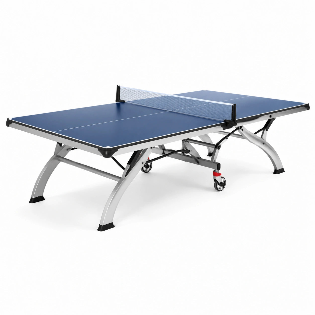 Tavolo da ping pong pieghevole in MDF e acciaio blu