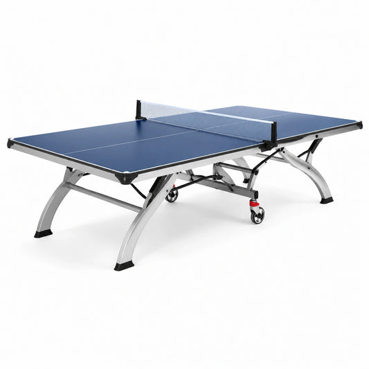 Tavolo da ping pong pieghevole in MDF e acciaio blu