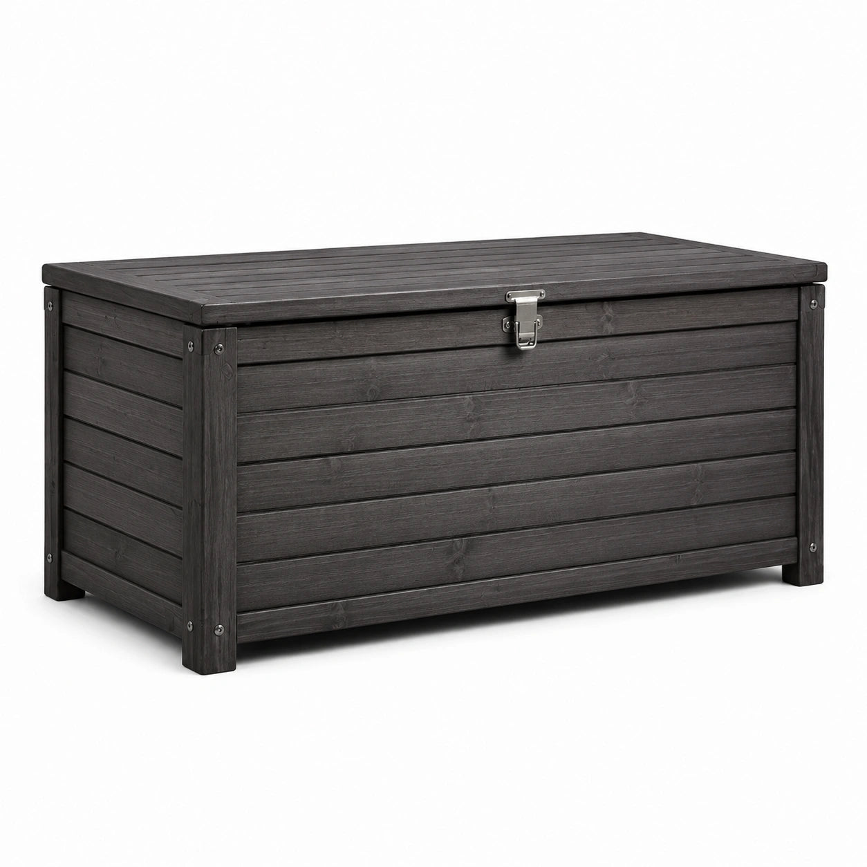 Baule da giardino in legno con chiusura in metallo, 120 cm x 55 cm x 60 cm, antracite