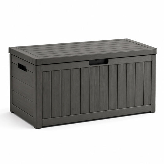 Baule da giardino in plastica grigia 120x50x60 cm