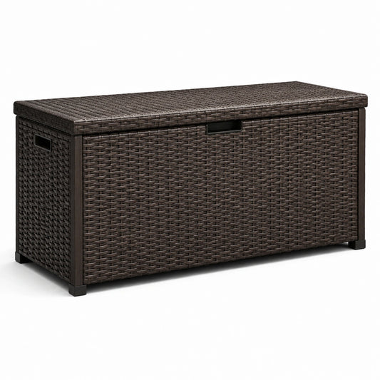 Contenitore da giardino in resina effetto rattan marrone