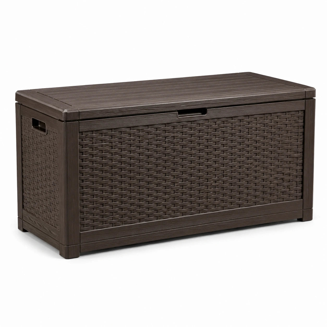 Baule da giardino in resina marrone 120x55x60 cm