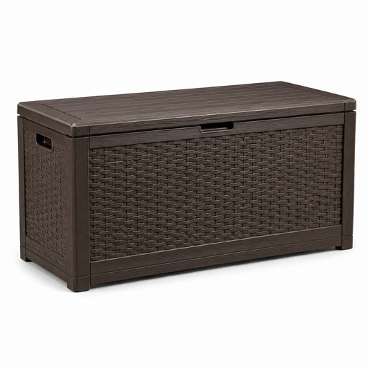 Baule da giardino in resina marrone 120x55x60 cm