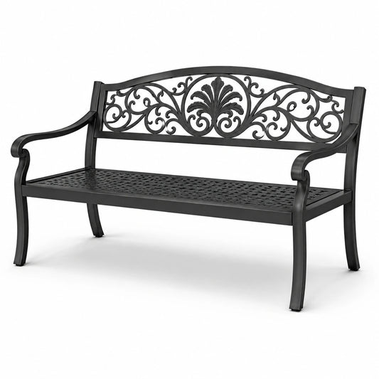 Panca da giardino in acciaio nero 128 cm